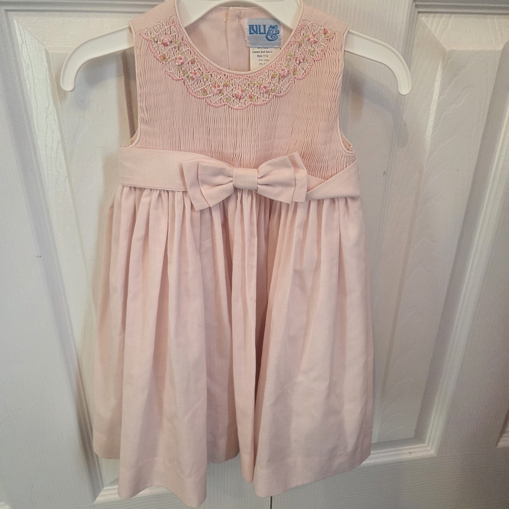 Luli & Me Blush Pink Embroidered Dress